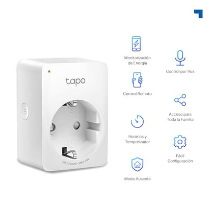 Tapo - P110 Mini Wi-Fi Smart Plug (2-Pack) With Energy Monitoring, Alexa & Google Home Compatible