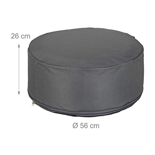 Relaxdays - Inflatable Outdoor Pouf Stool for Camping & Garden, Dark Grey