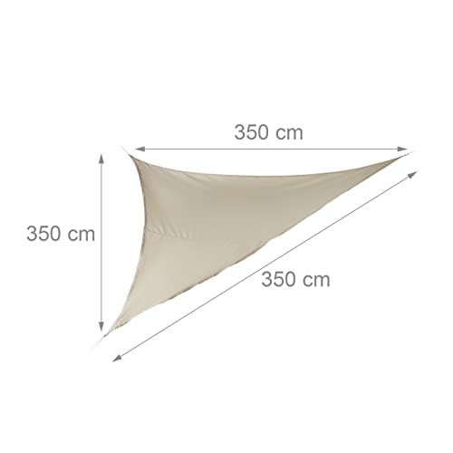 Relaxdays - Triangular Sun Shade Sail with Tensioning Ropes, Beige, 3.5m