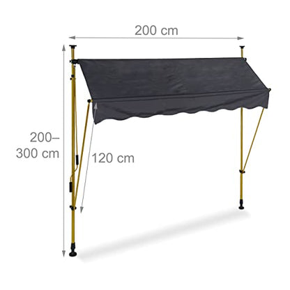 Relaxdays - Height-Adjustable Clamp Awning, UV-Resistant Sun Protection