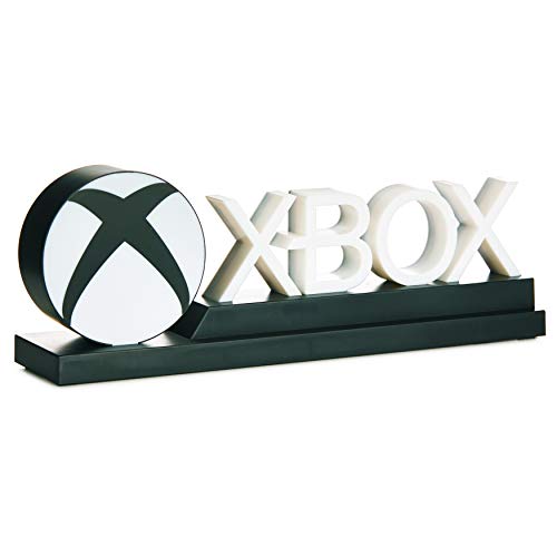 A colorful Xbox Icons Light featuring the iconic Xbox logo, designed for gamers, with dimensions of 7D x 30.5W x 151H cm and powered by USB or AAA batteries, showcasing its environmentally friendly materials and officially licensed status.