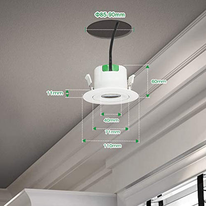 ENUOTEK - Adjustable 9W LED Ceiling Recessed Spot Downlight Fixture, Cool White