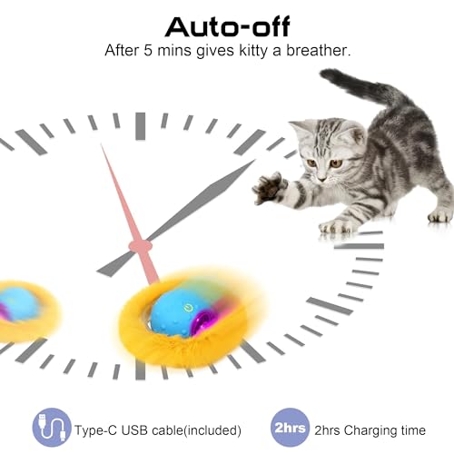 PUHOHUN - Interactive Automatic Cat Ball Toy for Indoor Cats | Fast Rolling & Chirping