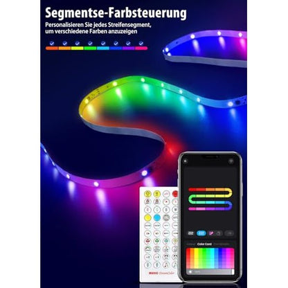 VKH - 5m RGB IC LED Strip with App Control, Music Sync, Colour Changing Lights