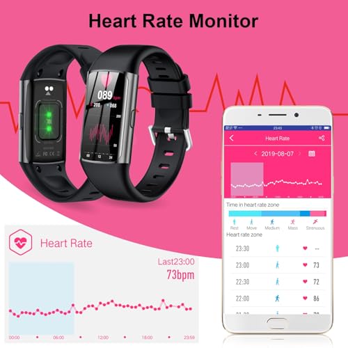 Tipmant - IP68 Waterproof Fitness Tracker Smart Watch with Heart Rate Monitor