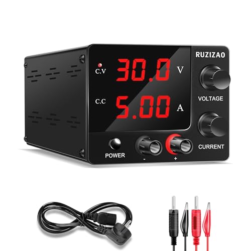 Laboratory power supply with a maximum output of 30 volts and 5 amps featuring a three-digit LED display and an adjustable switching function, designed for mini laboratory use with an upgrade master button for enhanced control.