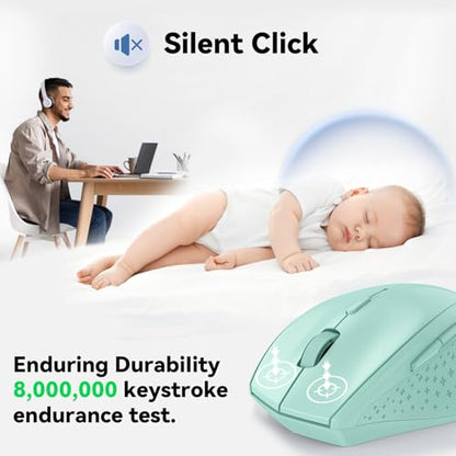 TECKNET - Wireless Mouse 2.4G With 6 Adjustable DPI Levels, Ergonomic Grip, Green