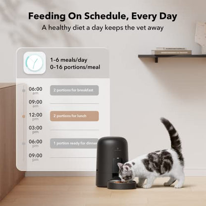 PETLIBRO - Automatic Cat Feeder with 180-Day Battery Life, 2L Capacity, Black