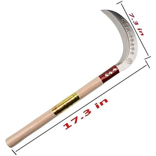 Mtcwd - Manganese Steel Blade With Hardwood Handle, Portable Safety Sickle (Silver, 44x18cm)