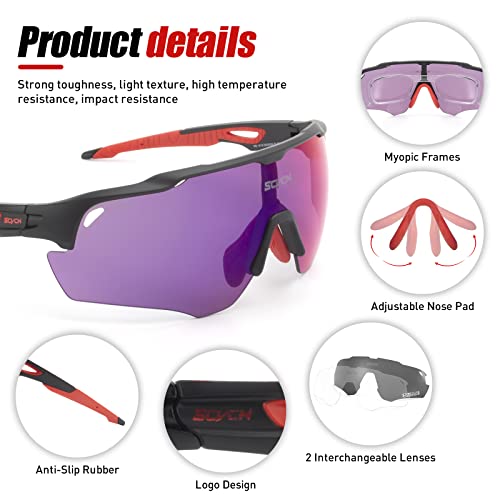 SCVCN - Polarised Cycling Sunglasses With 3 Interchangeable Lenses