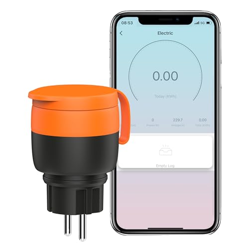 Outdoor smart power outlet with power consumption measurement, compatible with Alexa and Google Home, supports 16A 3680W, connects via Smart Life app using 2.4GHz WiFi, single unit packaging