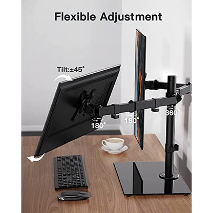 ErGear - Dual Monitor Mount for 13-32 Inch Screens, Swivel & Freestanding Base