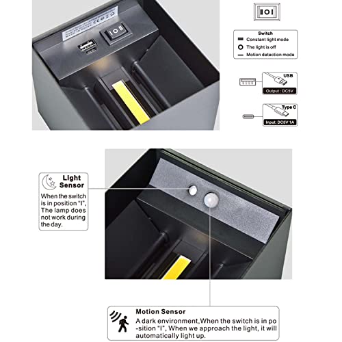 Senfay - LED Motion Sensor Wall Lamp, USB Rechargeable, Adjustable Beam Angle