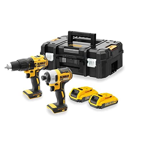 DEWALT DCK2060D2T-QW combo set featuring a drill and impact driver with battery packs and charger in a sturdy carrying case