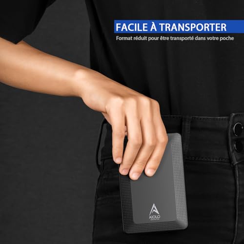 Aiolo - 1T Ultra Slim Portable External Hard Drive HDD-USB 3.0 for PC, Mac & More