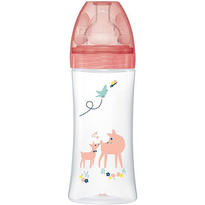 Dodie - Sensation+ Anti-Colic Feeding Bottle, 6 Months, Garden Pink, 330 Ml