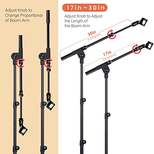 Cahaya - Tripod Microphone Stand Boom Arm with Carrying Bag & Mic Clips