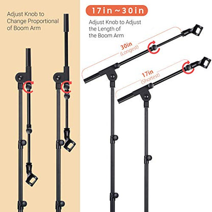 Cahaya - Tripod Microphone Stand Boom Arm with Carrying Bag & Mic Clips