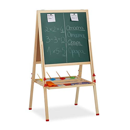 Adjustable height children's table with magnetic features made of wood and chalkboard in white, dimensions 122-160 x 65 x 69 cm, featuring a natural metal design.