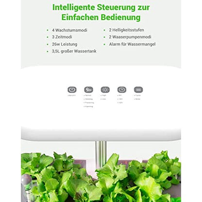 GOLUMUP - Hydroponic Growing System Smart Garden with Timer & 26W LED Lamp