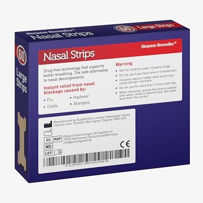 Sleepeze Remedies - Large Nasal Strips for Snoring and Congested Nose