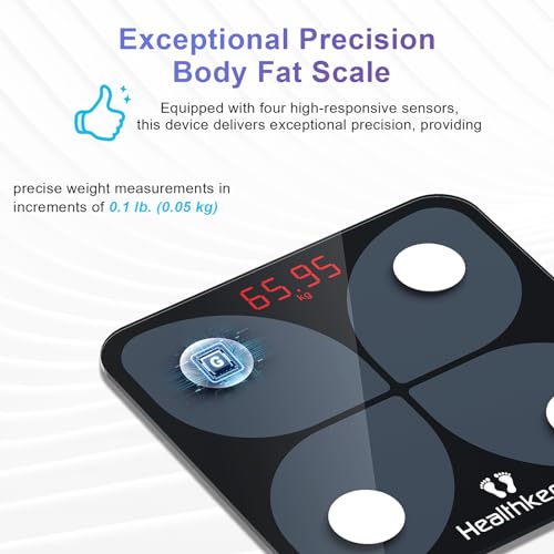 Healthkeep - Bluetooth Body Scales With App, 13 Body Data, Capacity 180kg/400lb