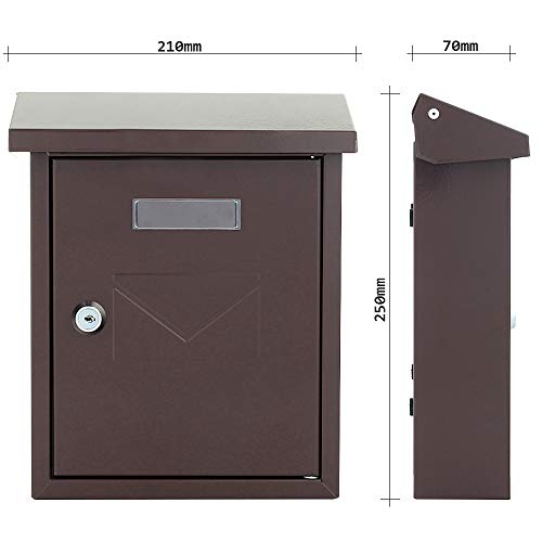 Cesena - Top Loading Steel Post Box, Brown