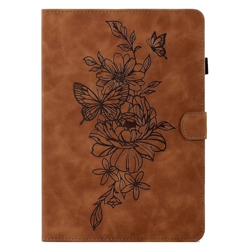 Brown suede leather stand cover for 6-inch All-New Amazon Kindle 11th Generation 2024/2022 release featuring auto wake/sleep function and pen holder designed for the new Kindle e-reader.