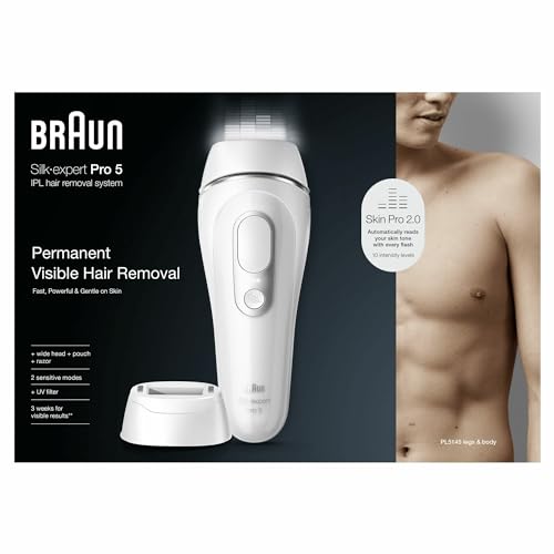 Braun - IPL Silk Expert Pro 5 Men's Hair Removal Device, White/Silver