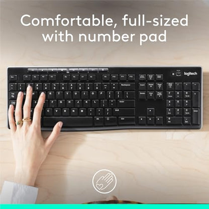 Logitech - K270 Wireless Keyboard, Full-Size, 2.4 GHz, Compatible with PC/Laptop