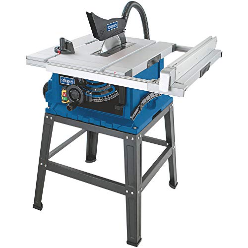 Scheppach HS105 table saw with a 255mm blade designed for 230V power, showcasing its robust build and features suitable for woodworking projects.