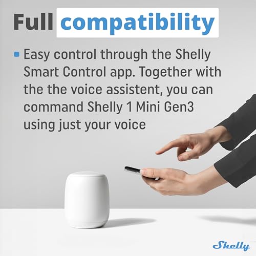 Shelly - Mini Gen3 WiFi & Bluetooth Smart Switch Relay, 1 Channel, Home Automation