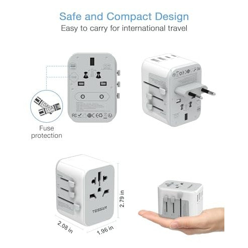 TESSAN - Universal Travel Adapter 5.6A With 3 USB-C & 2 USB-A Ports