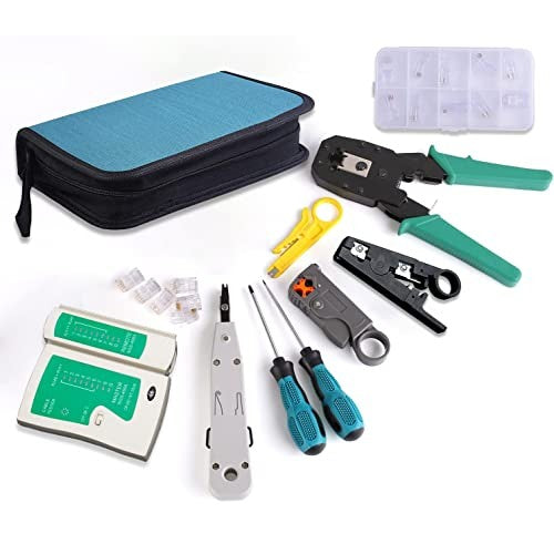 Multi-function network cable tester kit for RJ45 and RJ11 cables including master and remote units designed for testing telephone and network connections