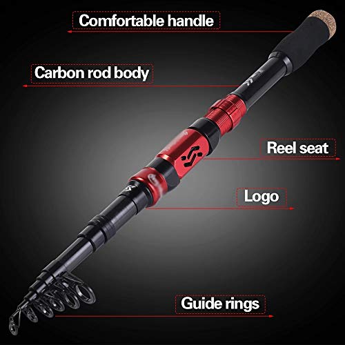 VendorName - Ultralight 1.8-3M Portable Telescopic Fishing Rods, Carbon Fiber