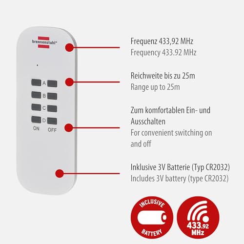 Brennenstuhl - Remote Control Set RC CE1 4001 Radio Socket Set