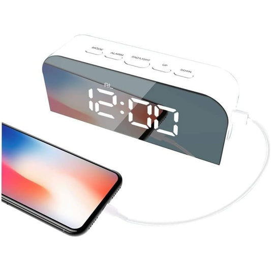 Ateeco - Digital Mirror Alarm Clock With LED Display, Snooze, Temperature Function