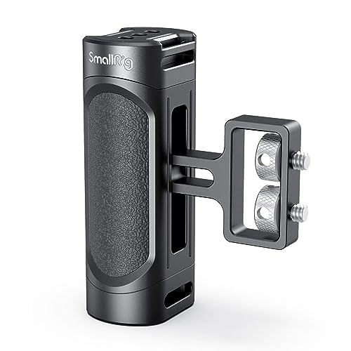 Mini mango lateral de SMALLRIG con doble montaje de tornillo de 1/4 "-20, diseñado para cámaras digitales sin espejo y DSLR, incluye jaula de cámara pequeña y llave incorporada, ajustable en dirección vertical.