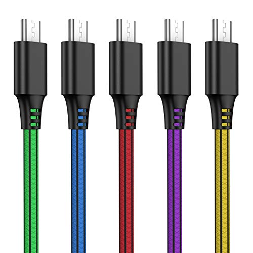 Schitec 5 Pack 2m Micro USB Fast Charging Cable for Android & Samsung Galaxy S6/S7 - High Speed Charge & Sync, 480Mbps Transmission Speed, 5V/2.4A Charging, Compatible with Android smartphones, Samsung Galaxy S7/S6, HTC, Nokia, LG, Huawei, Sony, Blackberry, Kindle, PS4.