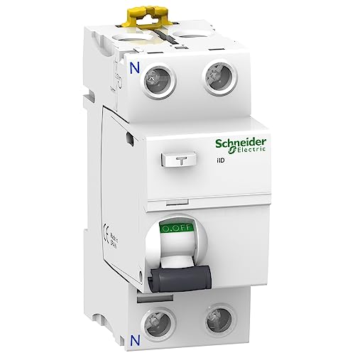 Schneider Electric ACTI9 IID 2-Pole 40A 30MA AC-TYPE Residual Current Circuit Breaker displayed on a white background