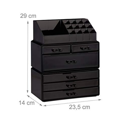 Relaxdays - Large Acrylic Makeup Organiser with 6 Drawers and 22 Compartments