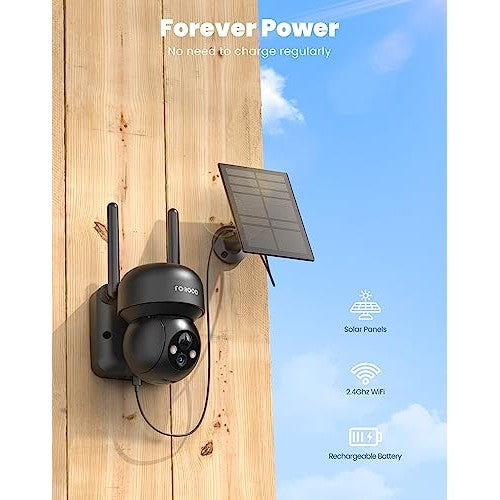 Solar Security Cameras - Wireless Outdoor Battery-Powered PTZ 360° Camera System