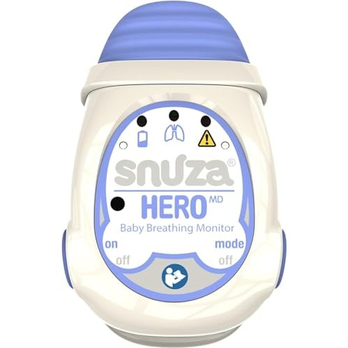 Portable baby breathing monitor designed for medical use, featuring a compact and lightweight design for easy attachment to a baby's diaper, ensuring safety and peace of mind for parents.