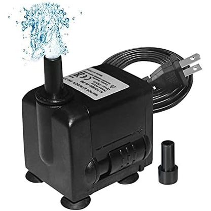 Yue Guan - Ultra Quiet Submersible Water Fountain Pump, 118Gph, 6W, With 2 Nozzles