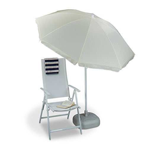 Unisex garden umbrella with a diameter of 180 cm featuring eight polyester ribs and a tilt function for adjustable shade.