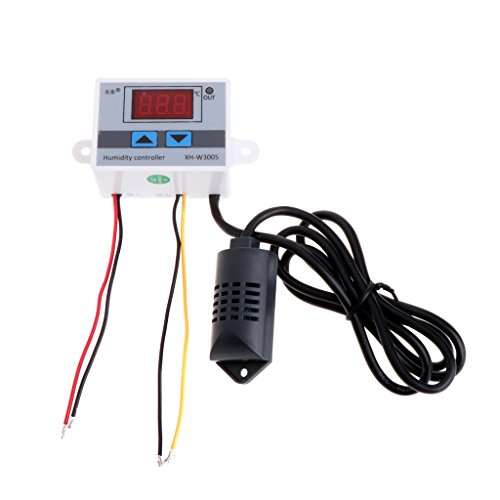 Digital humidity control controller switch with hygrostat and hygrometer sensor designed for 12V to 220V applications