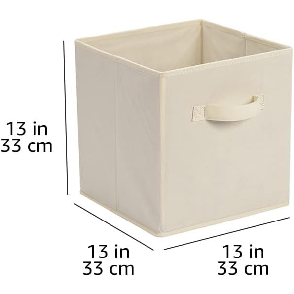 Amazon - Basics 6 Pack Beige Fabric Folding Storage Cube Organizer With Handles