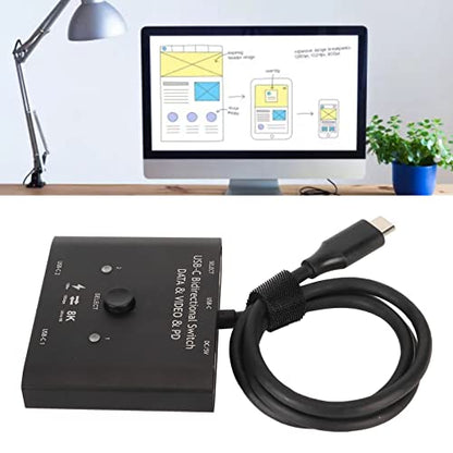 Sanpyl - 2 In 1 Out USB C KVM Switch, 8K 60Hz, 10Gbps, 100W Charging