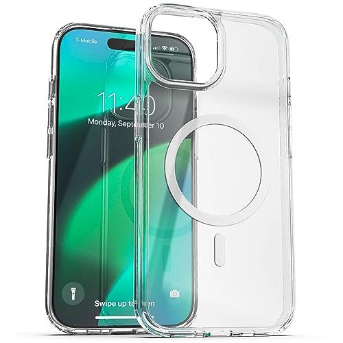 Hybrid clear magnetic case for iPhone 15 Pro designed for compatibility with MagSafe technology