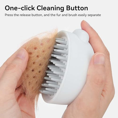 Aumuca - Silicone Cat Grooming Brush with Release Button for Short to Medium Hair